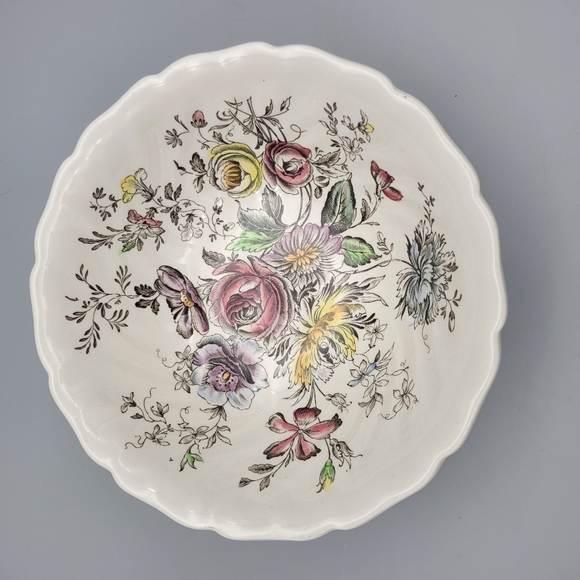 Vintage Johnson Brothers Sheraton Floral Center Serving Bowl Vintage Johnson Bro - Picture 8 of 12